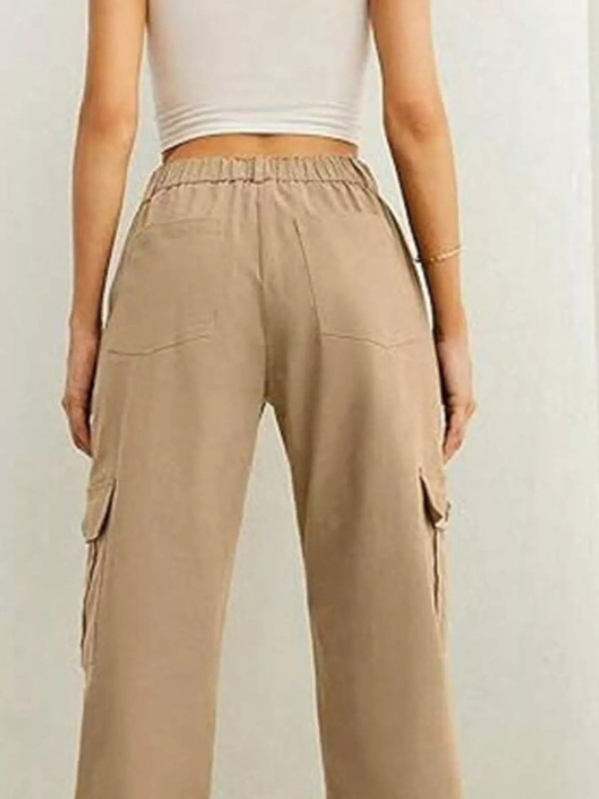 Khaki cargo pants, back