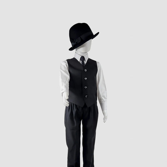 Aiden Four Piece Vest Set (Black/White) - APAMAH