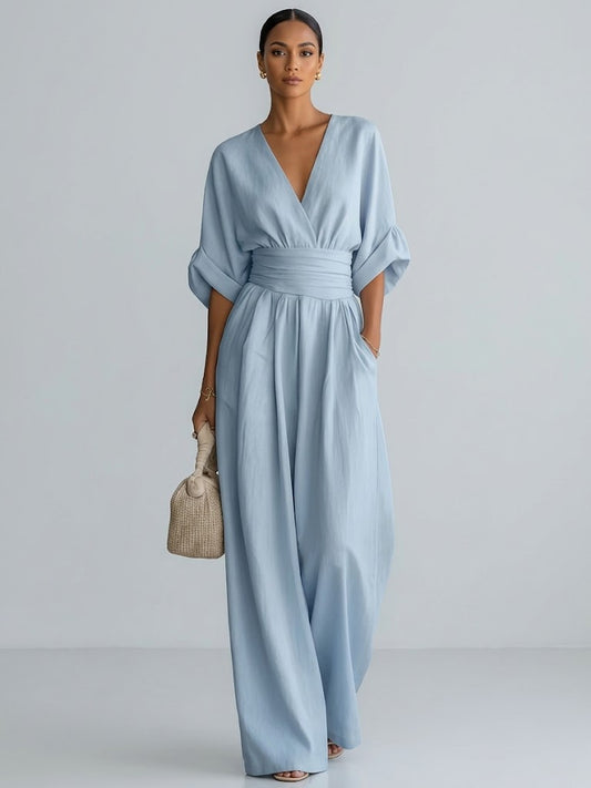Full Size Half Sleeve Wide Leg Jumpsuit Plus Size