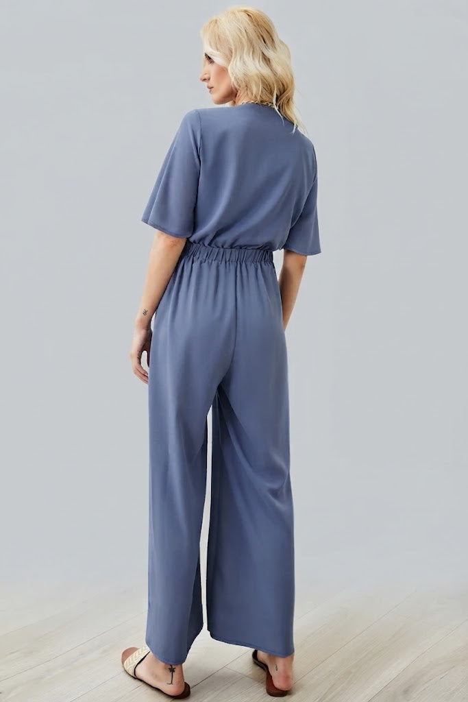 Tie Front Cutout Wide Leg Jumpsuit