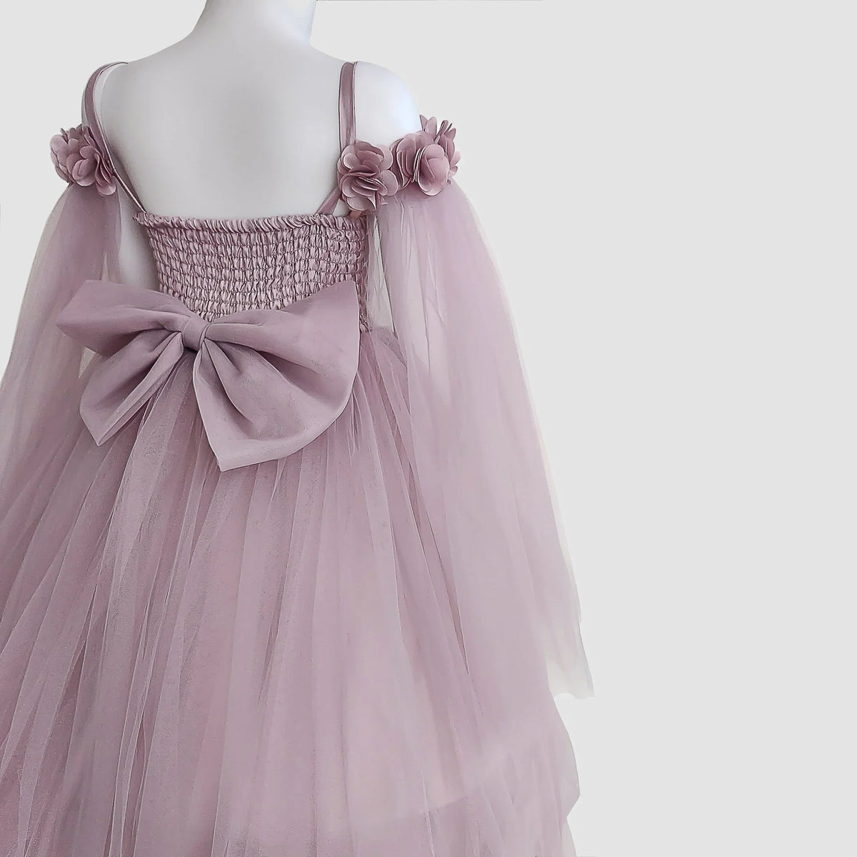 Mauve Dress with Draped Sleeves - APAMAH