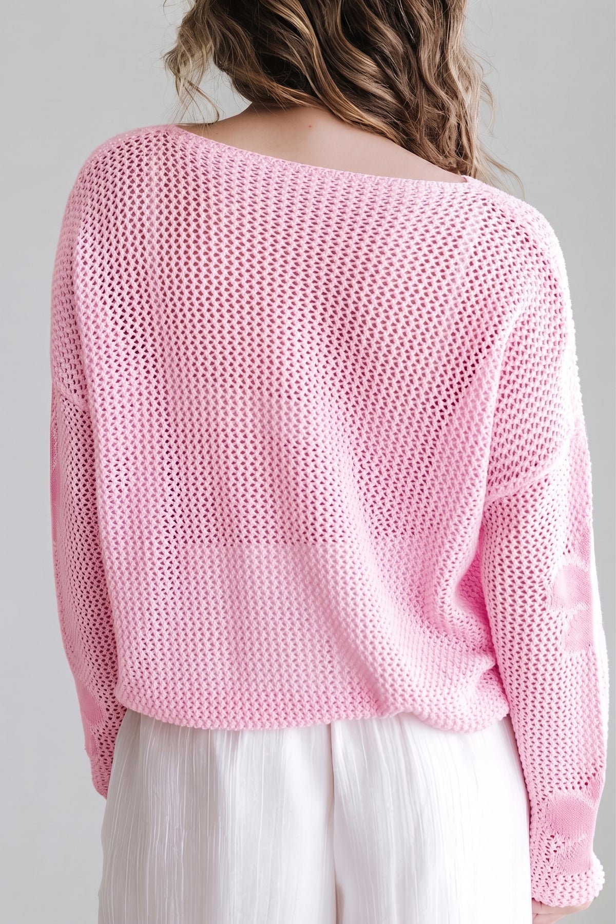Openwork Round Neck Floral Knit Cover Up