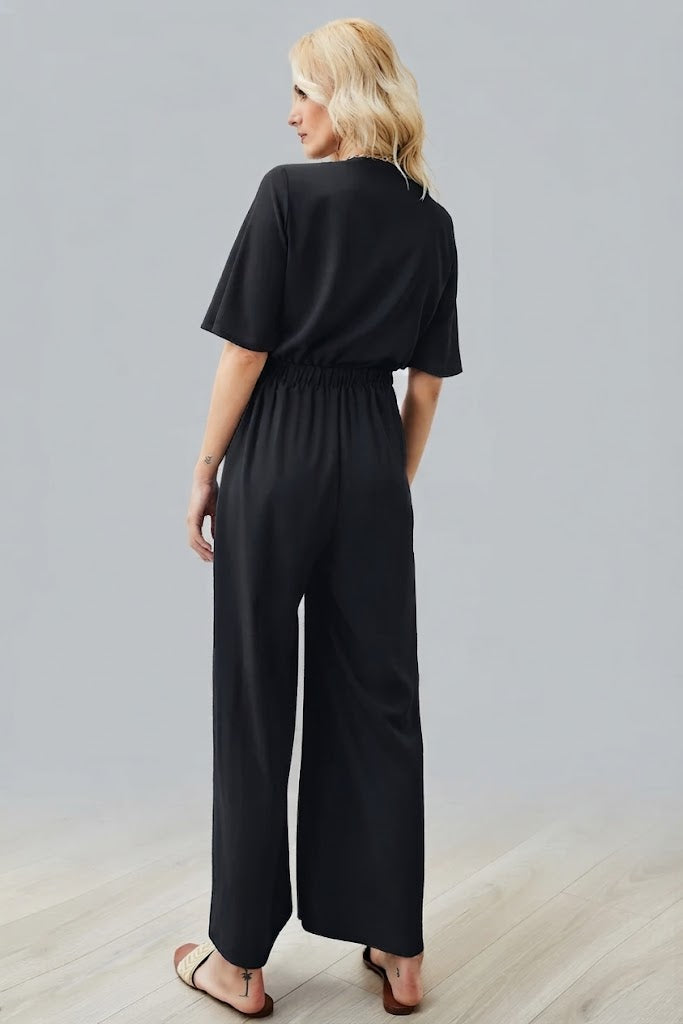 Tie Front Cutout Wide Leg Jumpsuit