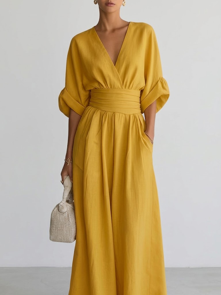 Full Size Half Sleeve Wide Leg Jumpsuit Plus Size